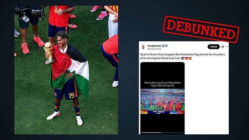 Featured image for “Fake images circulate of Spanish World Cup players draped in Palestinian flags”