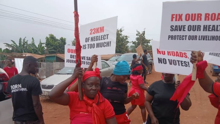 Featured image for “Dome-Kwabenya-Kitase residents hit streets over 20-year abandoned road project”